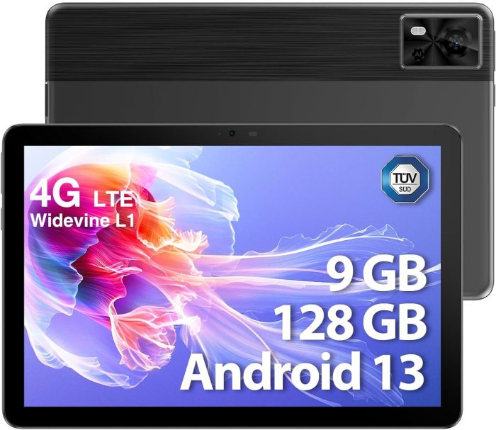 DOOGEE T10E Android 13 Tablet Dual 4G LTE+5G WiFi 9GB + 128GB(1TB TF), 10-calowy tablet dotykowy z ośmiordzeniowym procesorem,
