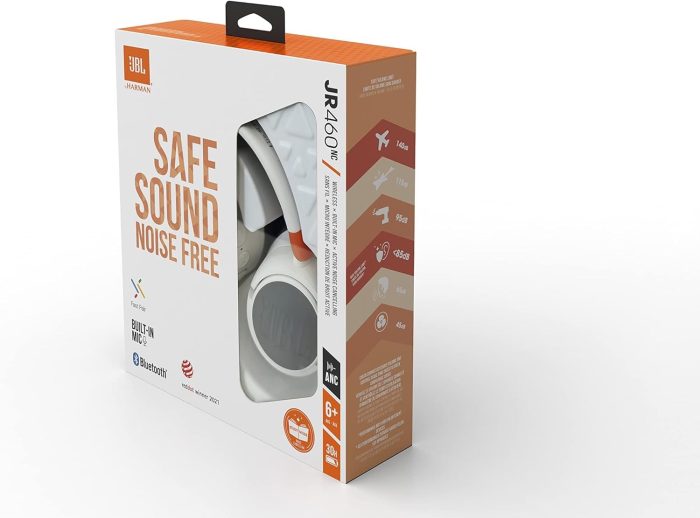 JBL JR 460NC - bezprzewodowe słuchawki wokółuszne dla dzieci z technologią Sound Safe i lekką konstrukcją z miękkim poszyciem, w