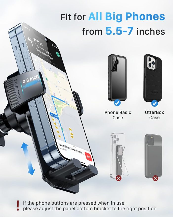 YOSH Uchwyt samochodowy, uchwyt na telefon, 2024, funkcja pamięci, na kratkę nawiewu, stabilne klipsy, do iPhone'a 14, 13, 12,