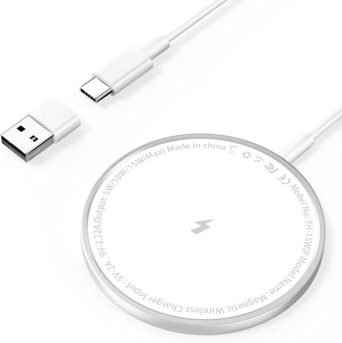 15 W ładowarka indukcyjna do iPhone'a, Mag-Safe ładowarka Apple do iPhone 15 Pro Max/15 Pro/15 Plus/15/14 Pro Max/13/12