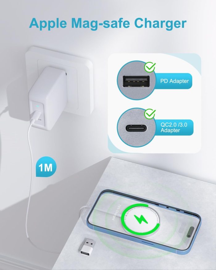 15 W ładowarka indukcyjna do iPhone'a, Mag-Safe ładowarka Apple do iPhone 15 Pro Max/15 Pro/15 Plus/15/14 Pro Max/13/12