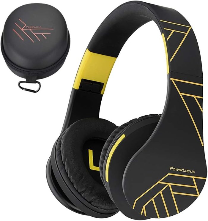 PowerLocus Słuchawki nauszne Bluetooth, bezprzewodowe składane stereo słuchawki i przewodowe zestawy słuchawkowe z wbudowanym