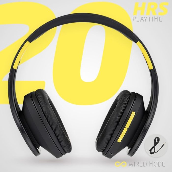 PowerLocus Słuchawki nauszne Bluetooth, bezprzewodowe składane stereo słuchawki i przewodowe zestawy słuchawkowe z wbudowanym