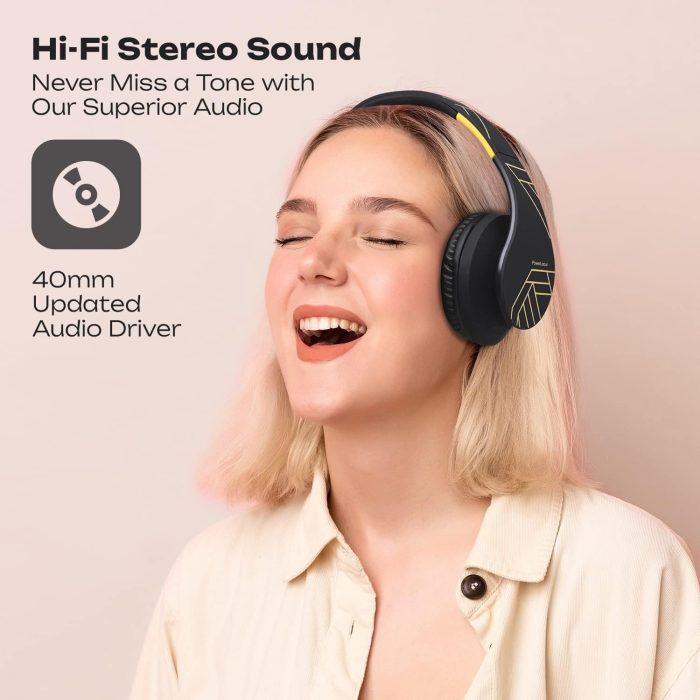 PowerLocus Słuchawki nauszne Bluetooth, bezprzewodowe składane stereo słuchawki i przewodowe zestawy słuchawkowe z wbudowanym