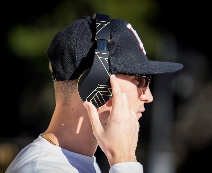 PowerLocus Słuchawki nauszne Bluetooth, bezprzewodowe składane stereo słuchawki i przewodowe zestawy słuchawkowe z wbudowanym