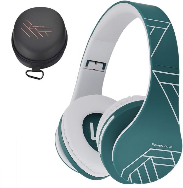 PowerLocus Słuchawki nauszne Bluetooth, bezprzewodowe składane stereo słuchawki i przewodowe zestawy słuchawkowe z wbudowanym