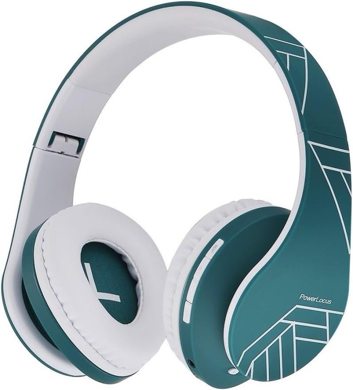 PowerLocus Słuchawki nauszne Bluetooth, bezprzewodowe składane stereo słuchawki i przewodowe zestawy słuchawkowe z wbudowanym