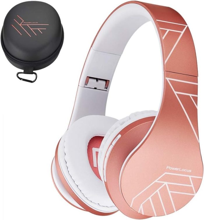 PowerLocus Słuchawki nauszne Bluetooth, bezprzewodowe składane stereo słuchawki i przewodowe zestawy słuchawkowe z wbudowanym