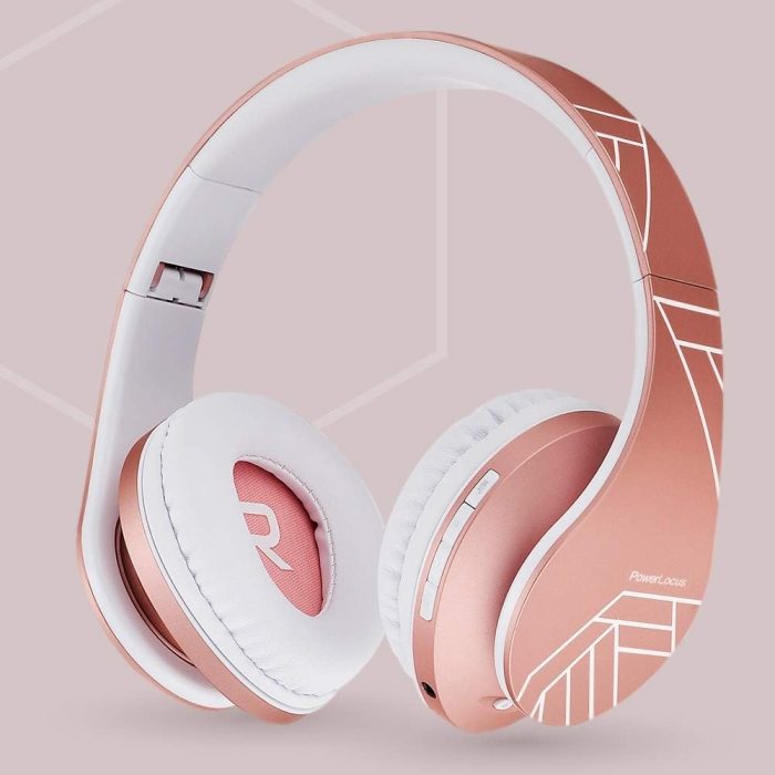 PowerLocus Słuchawki nauszne Bluetooth, bezprzewodowe składane stereo słuchawki i przewodowe zestawy słuchawkowe z wbudowanym
