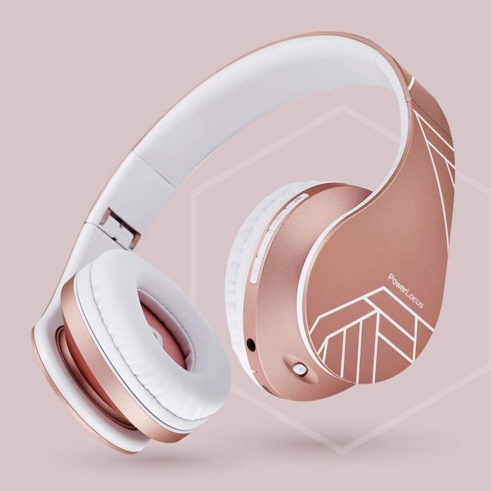 PowerLocus Słuchawki nauszne Bluetooth, bezprzewodowe składane stereo słuchawki i przewodowe zestawy słuchawkowe z wbudowanym