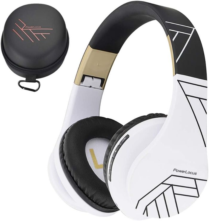 PowerLocus Słuchawki nauszne Bluetooth, bezprzewodowe składane stereo słuchawki i przewodowe zestawy słuchawkowe z wbudowanym