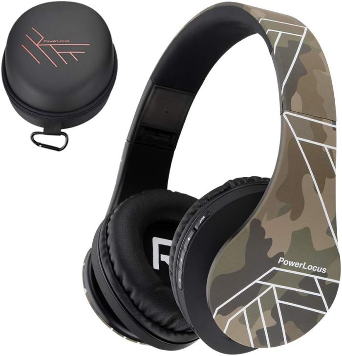 PowerLocus Słuchawki nauszne Bluetooth, bezprzewodowe składane stereo słuchawki i przewodowe zestawy słuchawkowe z wbudowanym
