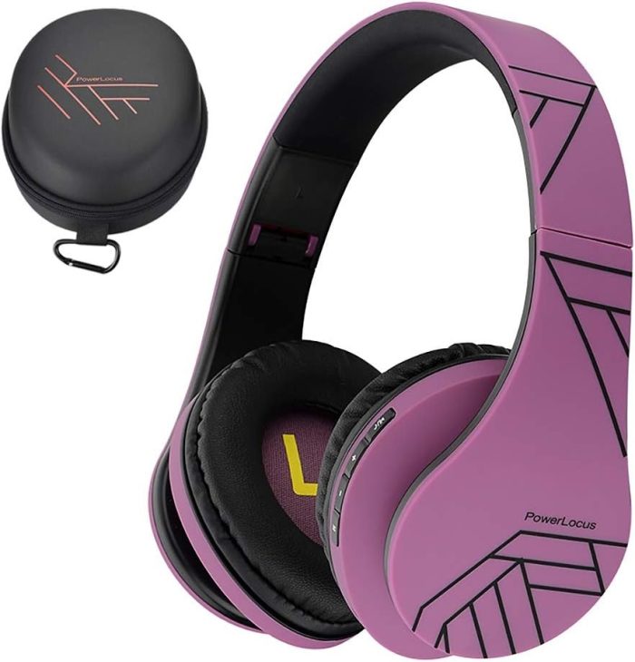 PowerLocus Słuchawki nauszne Bluetooth, bezprzewodowe składane stereo słuchawki i przewodowe zestawy słuchawkowe z wbudowanym