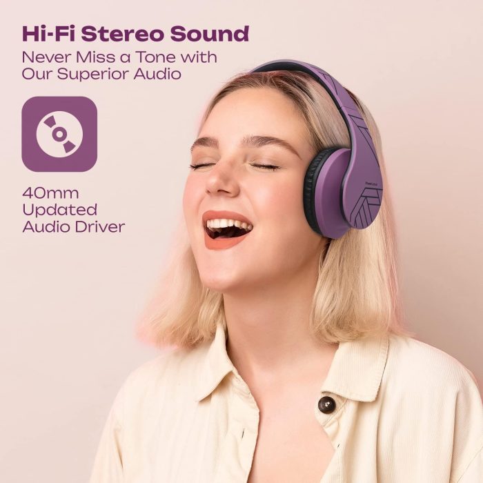 PowerLocus Słuchawki nauszne Bluetooth, bezprzewodowe składane stereo słuchawki i przewodowe zestawy słuchawkowe z wbudowanym