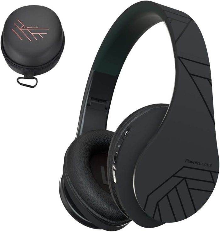 PowerLocus Słuchawki nauszne Bluetooth, bezprzewodowe składane stereo słuchawki i przewodowe zestawy słuchawkowe z wbudowanym