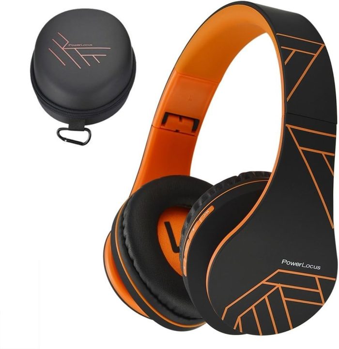 PowerLocus Słuchawki nauszne Bluetooth, bezprzewodowe składane stereo słuchawki i przewodowe zestawy słuchawkowe z wbudowanym