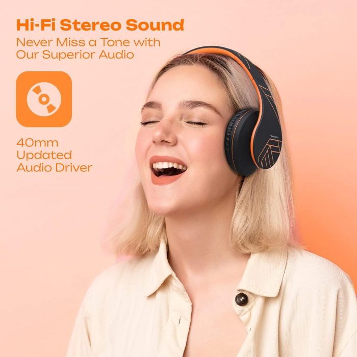 PowerLocus Słuchawki nauszne Bluetooth, bezprzewodowe składane stereo słuchawki i przewodowe zestawy słuchawkowe z wbudowanym