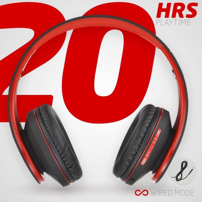 PowerLocus Słuchawki nauszne Bluetooth, bezprzewodowe składane stereo słuchawki i przewodowe zestawy słuchawkowe z wbudowanym