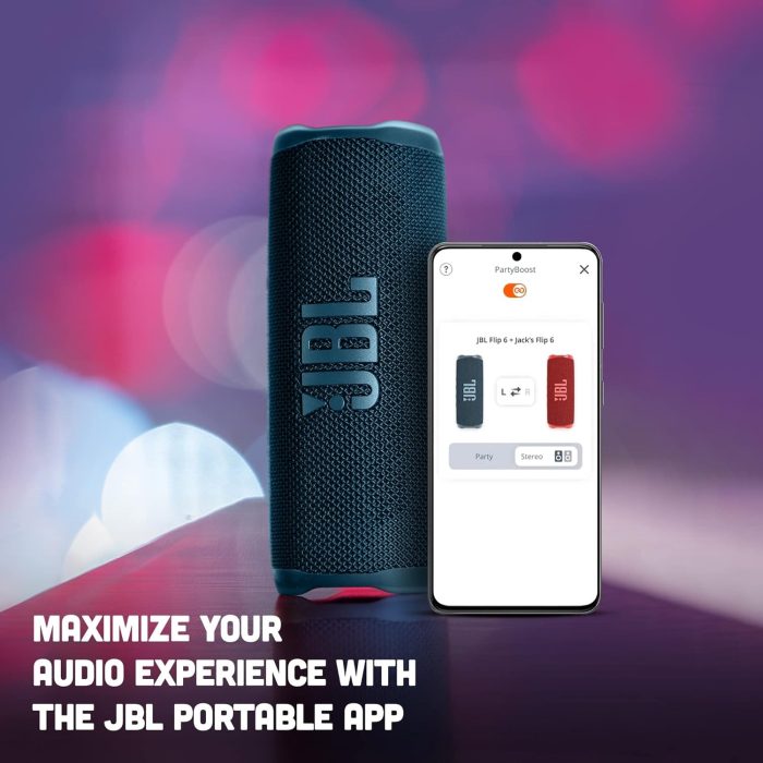 Jbl Flip 6 JBLFLIP6BLKEU Głośnik Bluetooth, Czarny, 17.8 x 7.2 x 6.8 cm