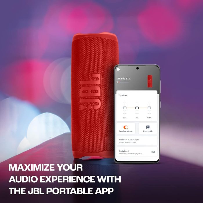 Jbl Flip 6 JBLFLIP6BLKEU Głośnik Bluetooth, Czarny, 17.8 x 7.2 x 6.8 cm