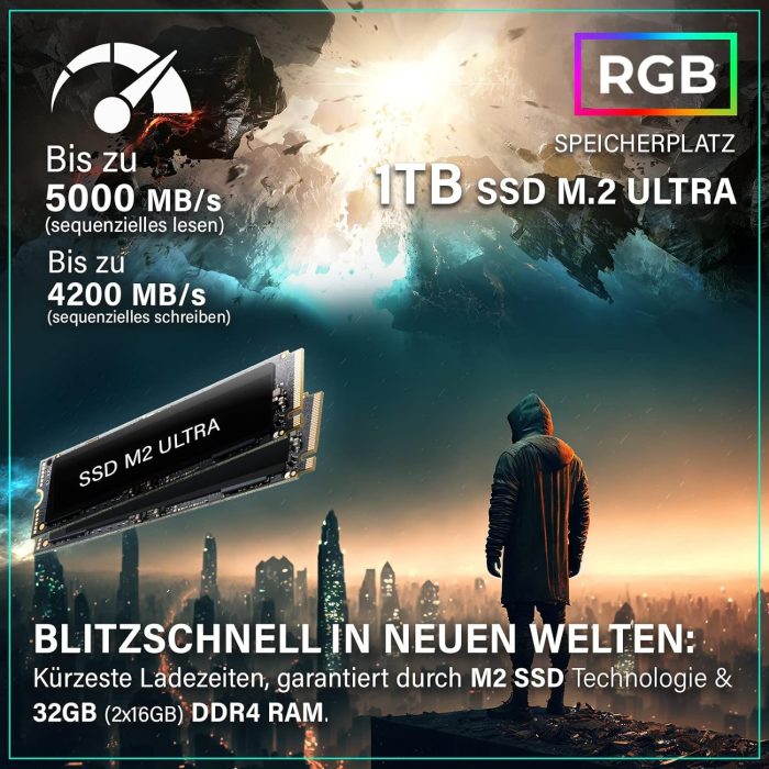 Greed® MK2 Pro komputer gamingowy High End - Intel Core i7 11700F + Nvidia Geforce RTX 4070 12 GB - ultra szybki komputer RGB +