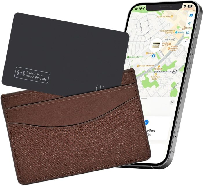 Reyke Cienka karta do śledzenia portfela, możliwość ponownego ładowania, wodoszczelność IP67, działa z Apple Find My (tylko