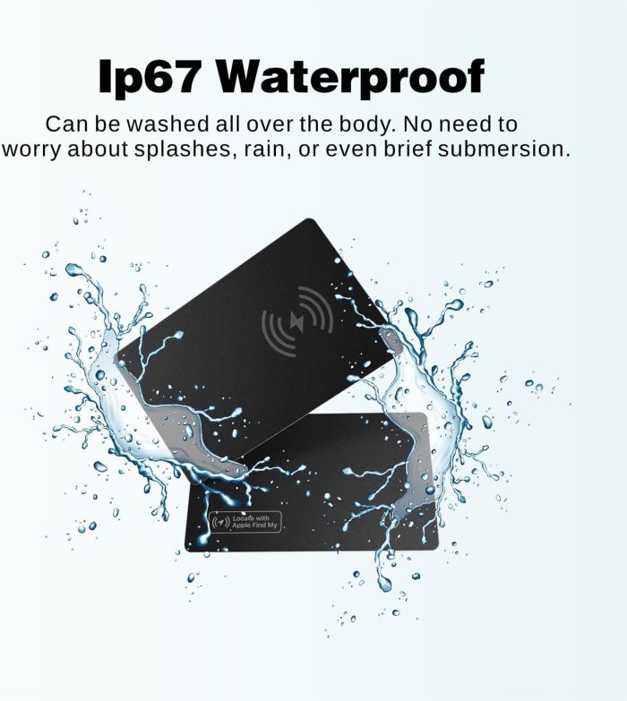 Reyke Cienka karta do śledzenia portfela, możliwość ponownego ładowania, wodoszczelność IP67, działa z Apple Find My (tylko