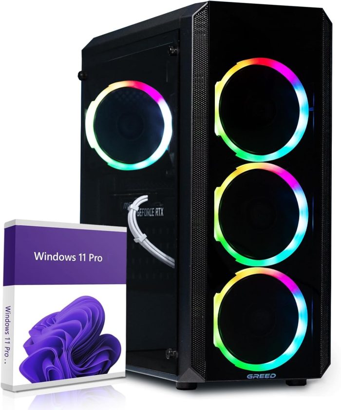 Greed® MK2 Pro komputer gamingowy High End - Intel Core i7 11700F + Nvidia Geforce RTX 4070 12 GB - ultra szybki komputer RGB +