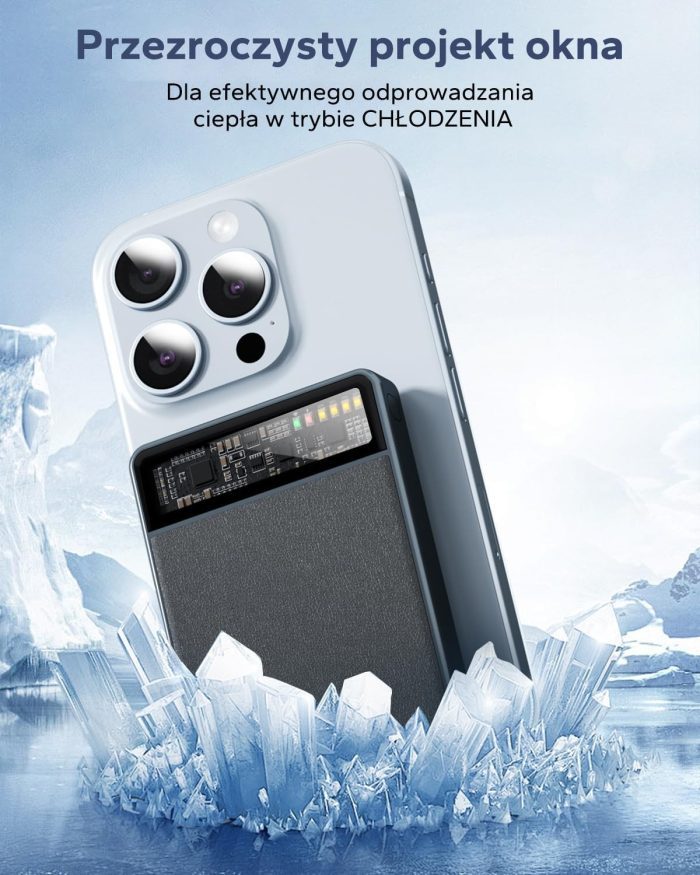 KPON Magnetyczny bezprzewodowy powerbank, 10000 mAh, 3 w 1 Magsafe Power Bank,magnetyczna bateria do