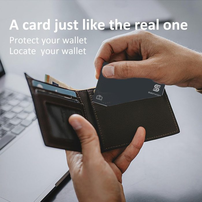 SEINXON Wyszukiwarka portfeli, karta blokująca RFID, IP68, lokalizator przedmiotów z klipsem do ładowania, działa z aplikacją