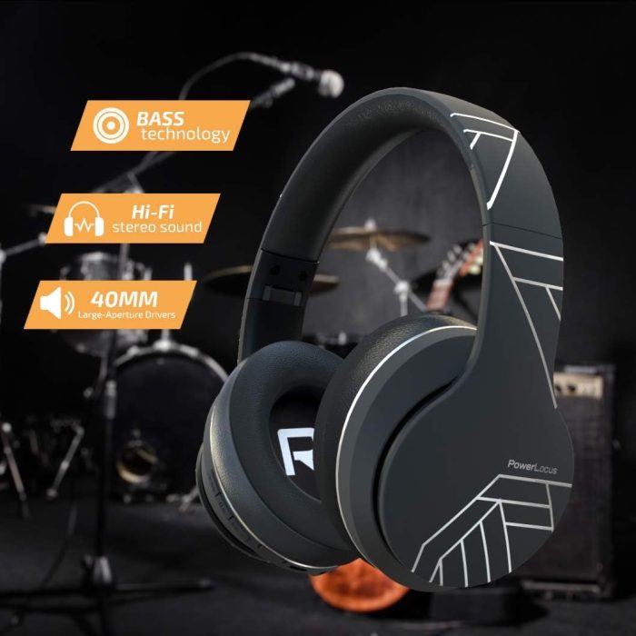 PowerLocus P6 Słuchawki Bezprzewodowe Nauszne, Bluetooth 5.3, super basowy dźwięk stereo Hi-Fi, 40 godzin czasu pracy baterii,