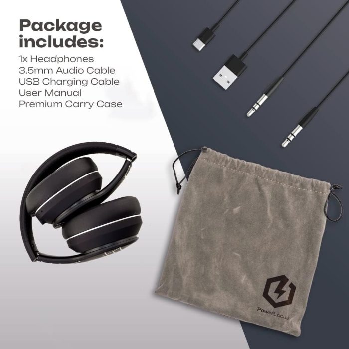 PowerLocus P6 Słuchawki Bezprzewodowe Nauszne, Bluetooth 5.3, super basowy dźwięk stereo Hi-Fi, 40 godzin czasu pracy baterii,