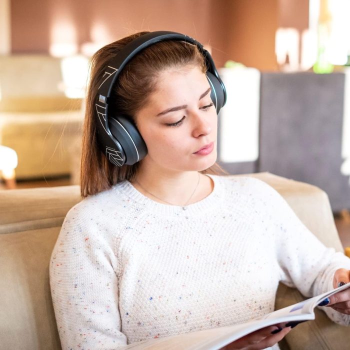 PowerLocus P6 Słuchawki Bezprzewodowe Nauszne, Bluetooth 5.3, super basowy dźwięk stereo Hi-Fi, 40 godzin czasu pracy baterii,