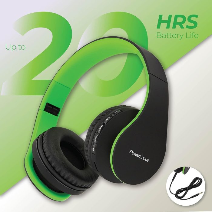 PowerLocus P6 Słuchawki Bezprzewodowe Nauszne, Bluetooth 5.3, super basowy dźwięk stereo Hi-Fi, 40 godzin czasu pracy baterii,