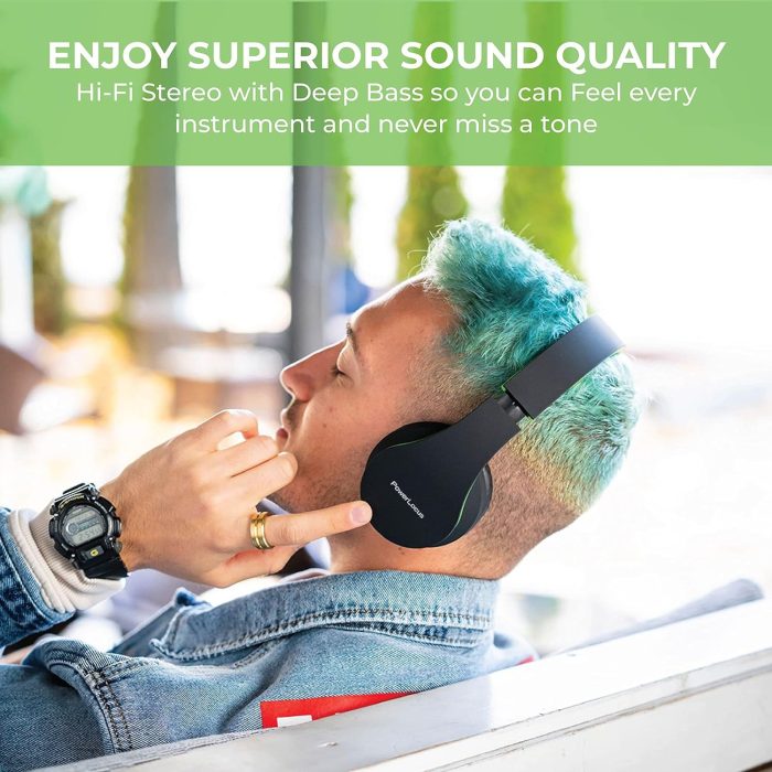 PowerLocus P6 Słuchawki Bezprzewodowe Nauszne, Bluetooth 5.3, super basowy dźwięk stereo Hi-Fi, 40 godzin czasu pracy baterii,