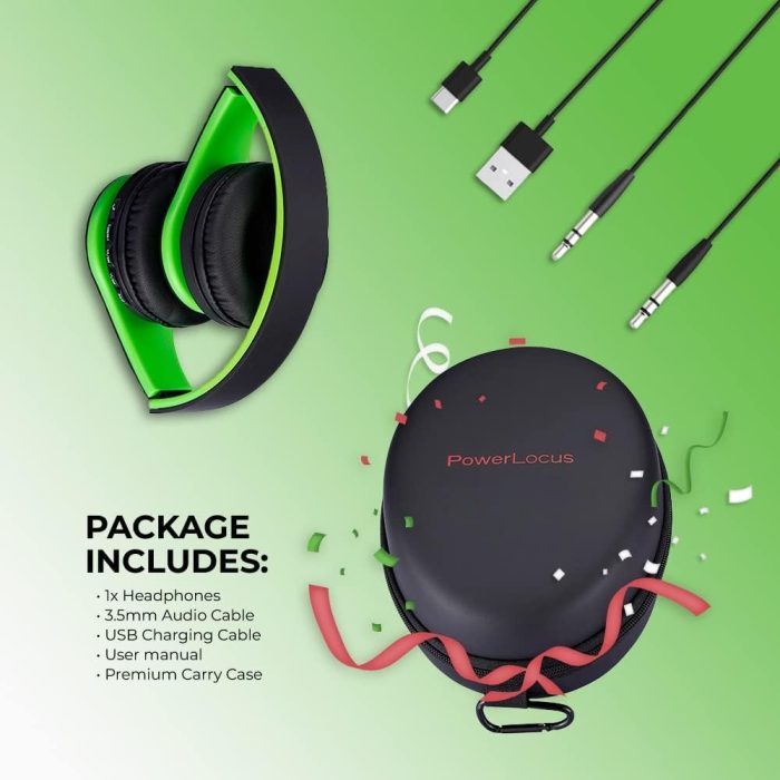 PowerLocus P6 Słuchawki Bezprzewodowe Nauszne, Bluetooth 5.3, super basowy dźwięk stereo Hi-Fi, 40 godzin czasu pracy baterii,