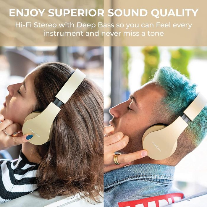 PowerLocus P6 Słuchawki Bezprzewodowe Nauszne, Bluetooth 5.3, super basowy dźwięk stereo Hi-Fi, 40 godzin czasu pracy baterii,