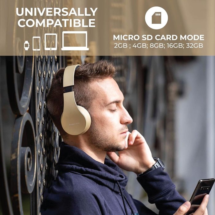 PowerLocus P6 Słuchawki Bezprzewodowe Nauszne, Bluetooth 5.3, super basowy dźwięk stereo Hi-Fi, 40 godzin czasu pracy baterii,