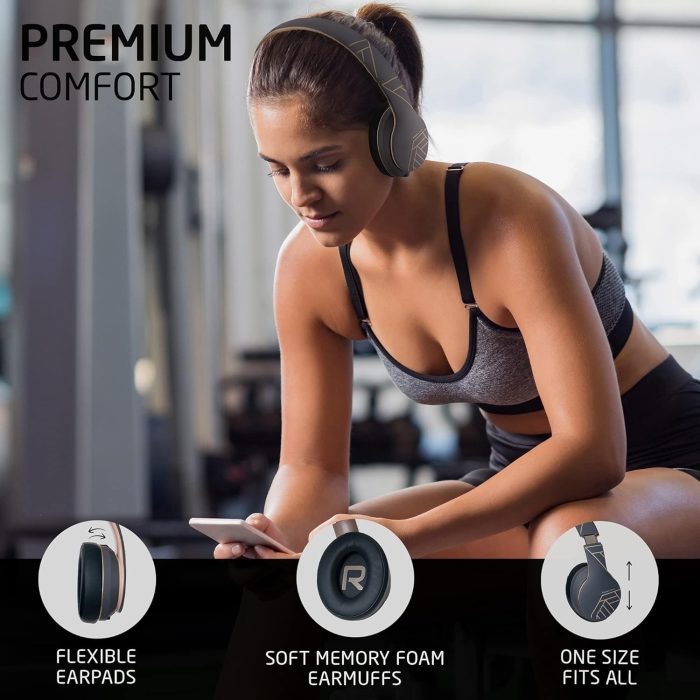 PowerLocus P6 Słuchawki Bezprzewodowe Nauszne, Bluetooth 5.3, super basowy dźwięk stereo Hi-Fi, 40 godzin czasu pracy baterii,
