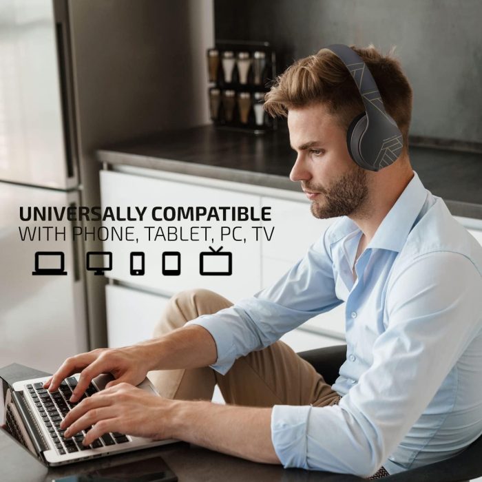 PowerLocus P6 Słuchawki Bezprzewodowe Nauszne, Bluetooth 5.3, super basowy dźwięk stereo Hi-Fi, 40 godzin czasu pracy baterii,