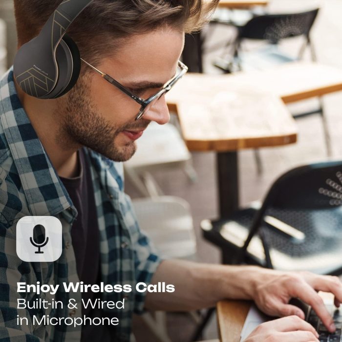 PowerLocus P6 Słuchawki Bezprzewodowe Nauszne, Bluetooth 5.3, super basowy dźwięk stereo Hi-Fi, 40 godzin czasu pracy baterii,