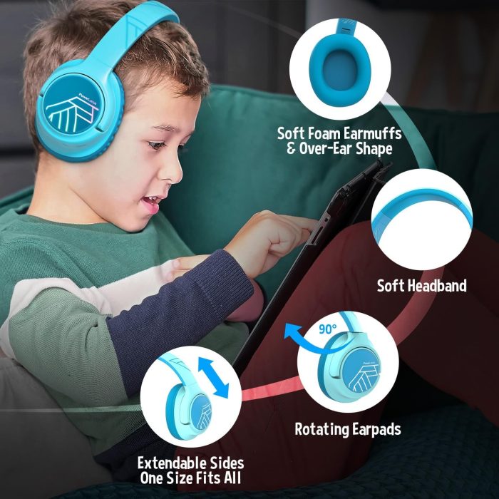 PowerLocus P6 Słuchawki Bezprzewodowe Nauszne, Bluetooth 5.3, super basowy dźwięk stereo Hi-Fi, 40 godzin czasu pracy baterii,