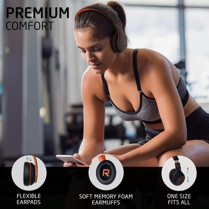 PowerLocus P6 Słuchawki Bezprzewodowe Nauszne, Bluetooth 5.3, super basowy dźwięk stereo Hi-Fi, 40 godzin czasu pracy baterii,