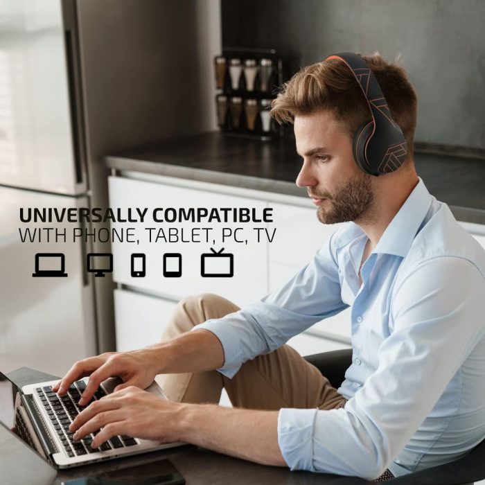 PowerLocus P6 Słuchawki Bezprzewodowe Nauszne, Bluetooth 5.3, super basowy dźwięk stereo Hi-Fi, 40 godzin czasu pracy baterii,