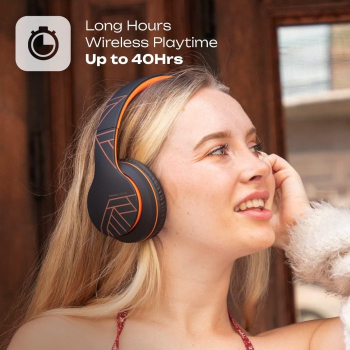 PowerLocus P6 Słuchawki Bezprzewodowe Nauszne, Bluetooth 5.3, super basowy dźwięk stereo Hi-Fi, 40 godzin czasu pracy baterii,