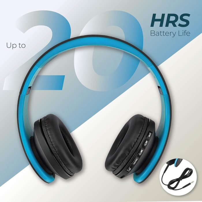 PowerLocus P6 Słuchawki Bezprzewodowe Nauszne, Bluetooth 5.3, super basowy dźwięk stereo Hi-Fi, 40 godzin czasu pracy baterii,