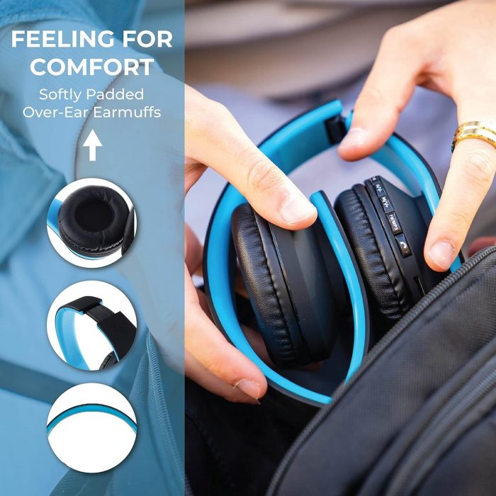 PowerLocus P6 Słuchawki Bezprzewodowe Nauszne, Bluetooth 5.3, super basowy dźwięk stereo Hi-Fi, 40 godzin czasu pracy baterii,