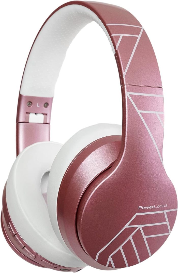 PowerLocus P6 Słuchawki Bezprzewodowe Nauszne, Bluetooth 5.3, super basowy dźwięk stereo Hi-Fi, 40 godzin czasu pracy baterii,
