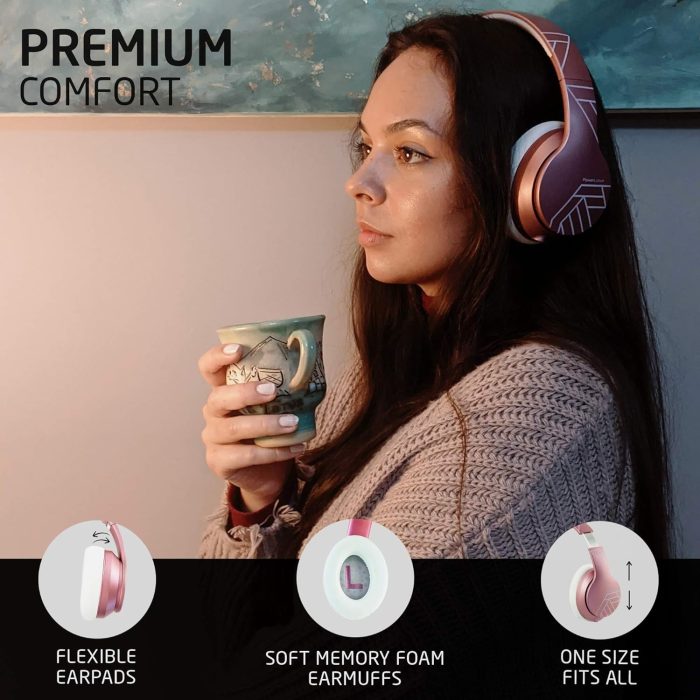 PowerLocus P6 Słuchawki Bezprzewodowe Nauszne, Bluetooth 5.3, super basowy dźwięk stereo Hi-Fi, 40 godzin czasu pracy baterii,