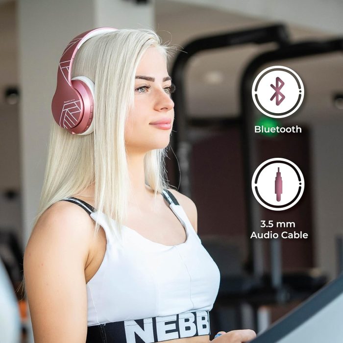 PowerLocus P6 Słuchawki Bezprzewodowe Nauszne, Bluetooth 5.3, super basowy dźwięk stereo Hi-Fi, 40 godzin czasu pracy baterii,